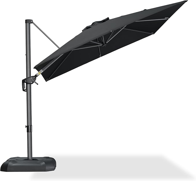 PURPLE LEAF Outdoor Umbrella 8' x 8' Square Premium Sun Protection Black | - Image 2