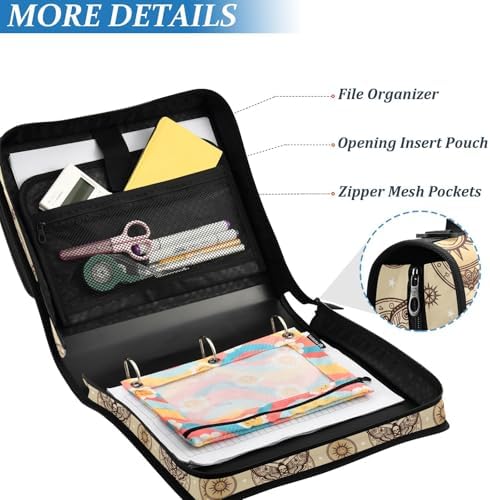 Zipper Binder Bag 3 Ring File Folder Portfolio Organizer Zippered Binder Bags - Image 6