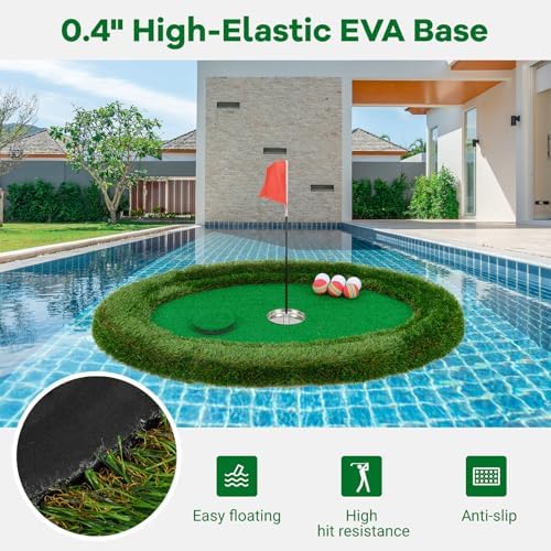ULTIMATE Floating Golf Green for Pool, Floating Chipping Green Mat w/Hitting Mat - Image 5