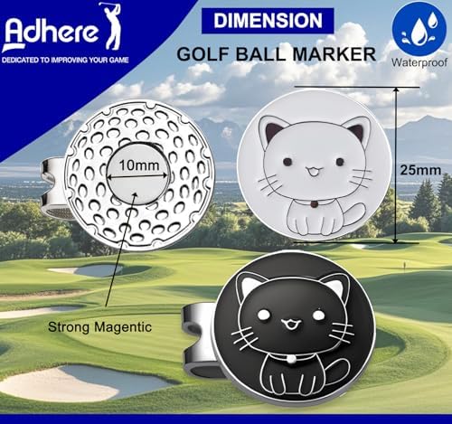Adhere Golf Ball Markers Personlized Double Side Cute cat Logo Enamel - Image 2