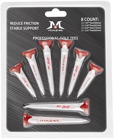 MAZEL Plastic Golf Tees 8 Pack｜Excellent Durability and Stability Plastic Tees by MAZEL