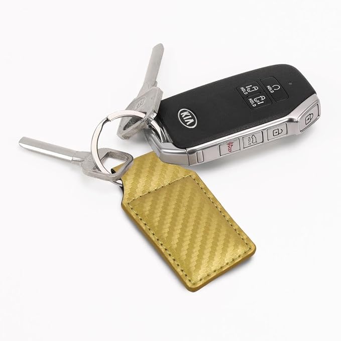LaserGram Rectangle Keychain, Coat of Arms Germany, Personalized Engraving Included (Carbon Fiber Gold)