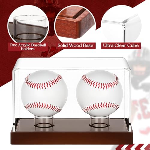 Weysat Baseball Display Case 2 in 1 Clear Cube Baseball Holder - Image 3