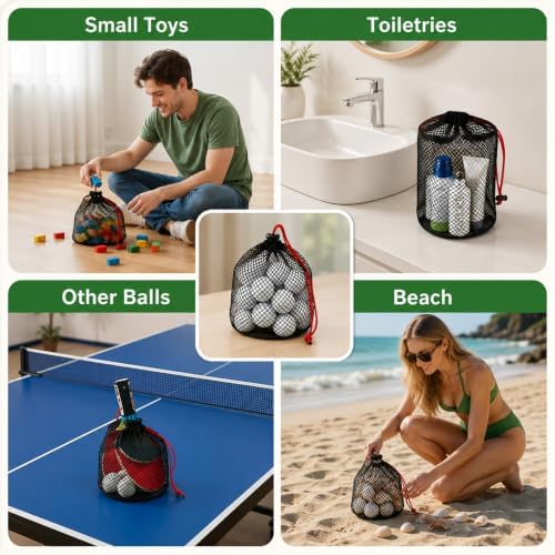 6 Pack Mesh Ball Bag with Drawstring, Golf Ball Bag - Image 7