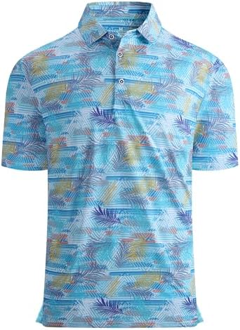 Alex Vando Mens Golf Shirt Moisture Wicking Print Performance Polo Shirt by AlexVando