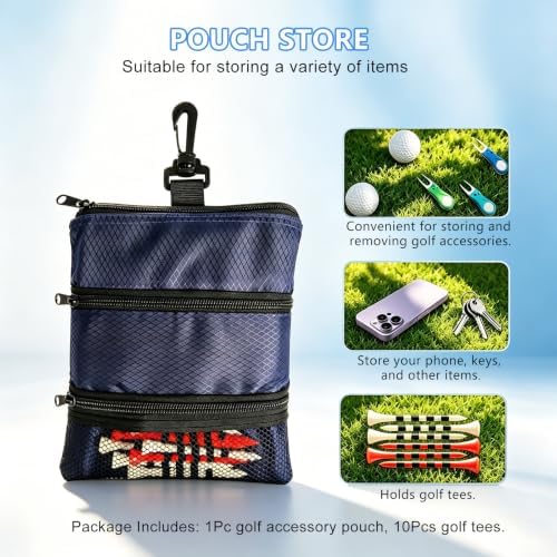 Golf Ball Bag Pouch with 10Pcs Tees, Golf Accessory Kit - Image 3