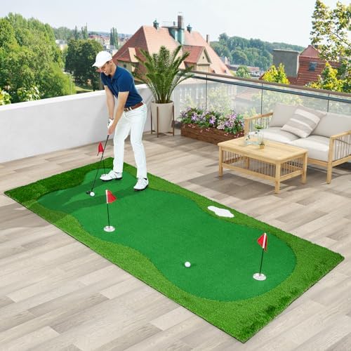 Goplus Golf Putting Green, 10x3.3FT/10x5FT Large Golf Practice Mat w/3 Holes - Image 7