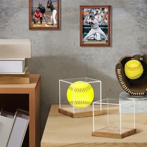 Hooqict 2Pcs Softball Display Case Clear Acrylic Ball Holder - Image 3