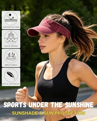 IYEBRAO 3 Pack Sun Visor Hat Sport Vintage Washed Adjustable Cotton Empty Top - Image 2