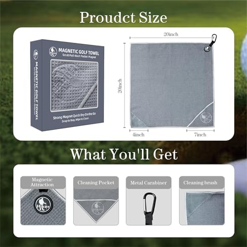 Hiker 20" x 20" Ultra Absorbent Microfiber Large Magnetic Golf Towel - Image 6