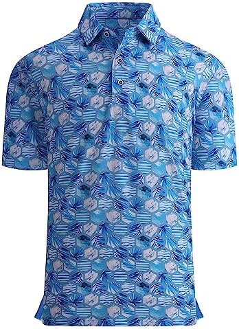 Alex Vando Mens Golf Shirt Moisture Wicking Print Performance Polo Shirt by AlexVando