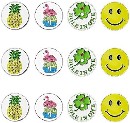 Golf Ball Markers Assorted Patterns Value Pack of 12 Golf Gifts, Golf Cap Clips by GOLTERS