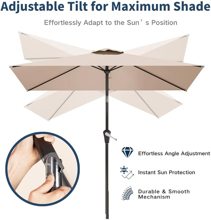 6.5' x 10' Rectangular Patio Umbrella Large Outdoor Market Umbrella w/UV - Image 4
