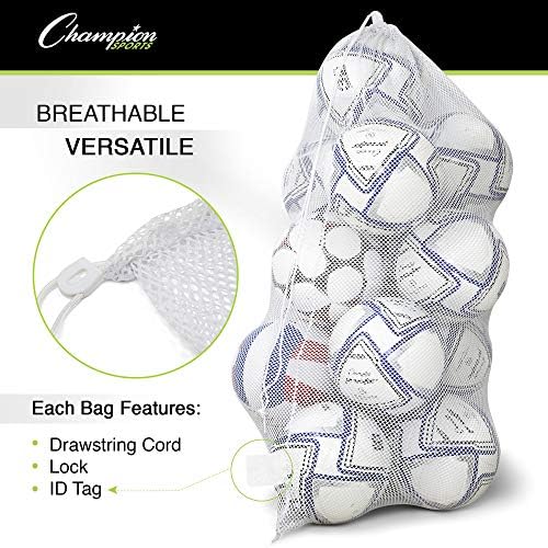 Champion Sports Mesh Equipment Bag – Heavy-Duty Nylon Drawstring Bag - Image 3