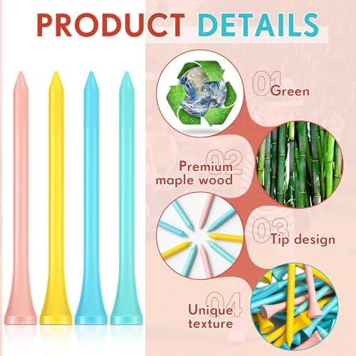 Jenaai 200 Pcs Golf Tees Bamboo Golf Tees - Image 3