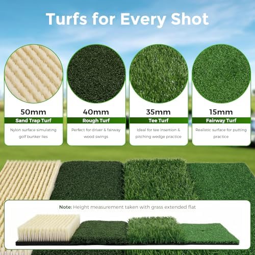 4-in-1 Foldable Heavy-Duty Golf Hitting Mat, Sand & Tee Turf, Anti-Slip - Image 2