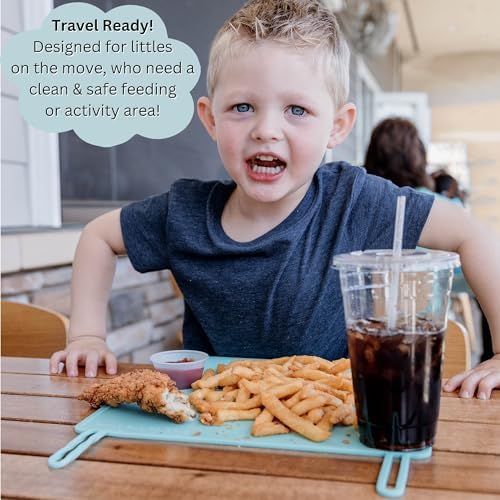 Table Tyke Baby Restaurant Placemat, Silicone Edge Bumper, Sky Blue - Image 6