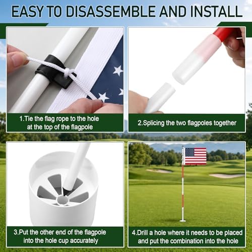 6 Golf Flagstick Set, Putting Green Flags - Image 4