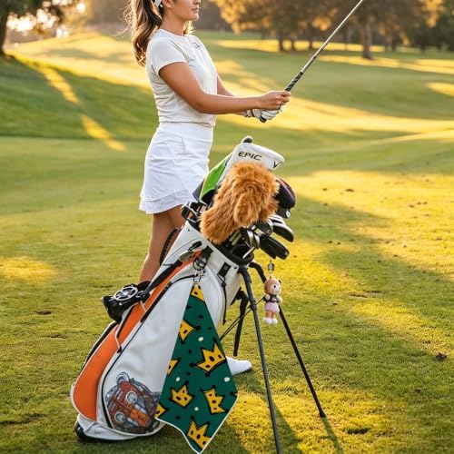 Yellow Crown Golf Towel with Bag Clip, Gift - Image 7