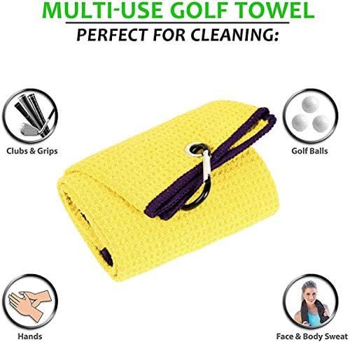 Golf Towel & Groove Cleaner Brush Kit, Tri-Fold Microfiber Waffle - Image 2