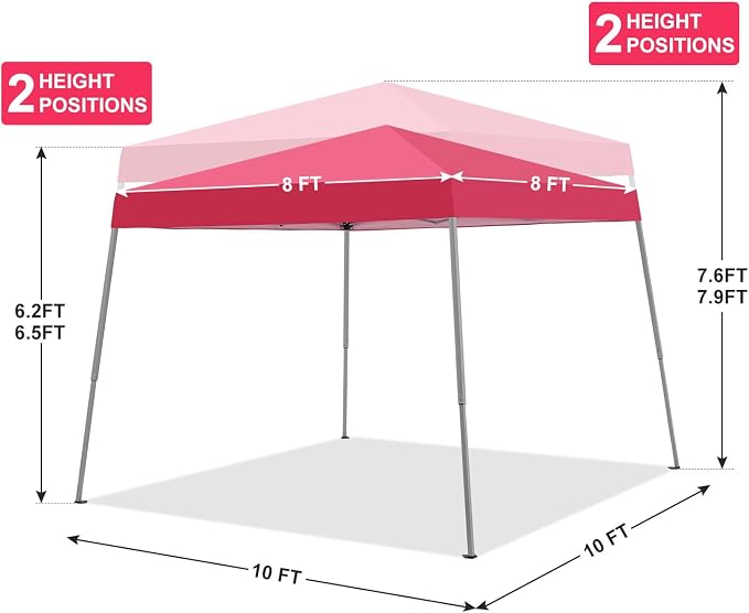 10x10FT Slant Leg Pop Up Canopy Tent, Portable Outdoor Shelter | 10x10FT Base - Image 5