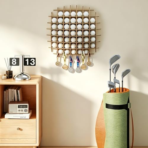 52 Golf Ball Display Case Wall Mount, Wood Golf Ball Display Rack - Image 2