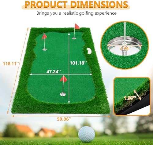 12x5 FT Golf Putting Training Mat, Premium Rubber Turf, - Image 6