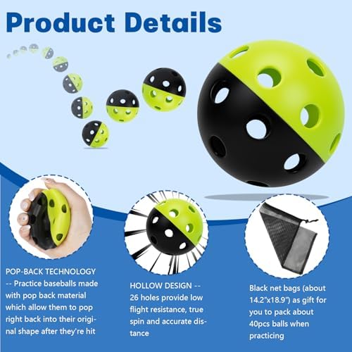 Coopay 20/40 Pack Practice Baseball Softball Plastic Training Balls Lightweight - Image 6