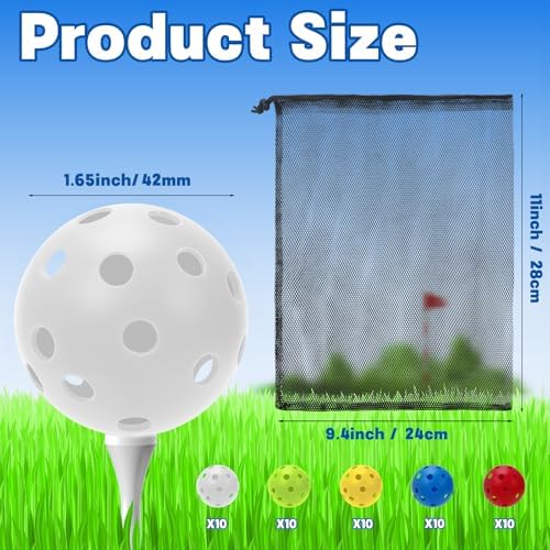 Coopay 50/100/200 Pack Practice Golf Balls, 42mm Plastic Golf Training Balls - Image 2