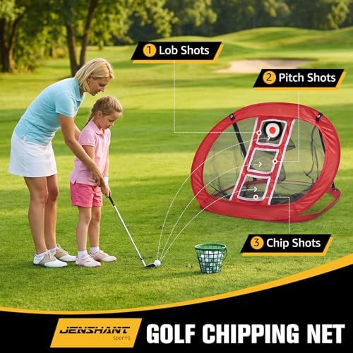 10x7ft Golf Practice Net with Chipping Target, Foldable Mat, 8 Tees & 6 Balls – - Image 2