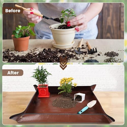 26.8"X26.8" Repotting Mat for House Plants Transplanting Control Mess, Foldable - Image 2