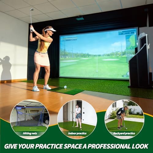 Golf Simulator Turf Mat, 0.6in Golf Practice Mat Artificial Grass Turf Lawn - Image 3