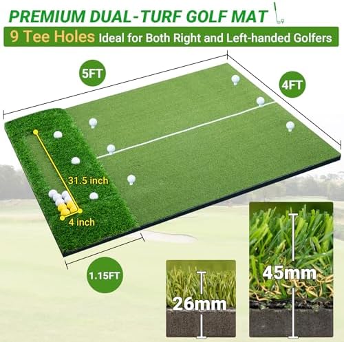 Neoaider Elite Dual-Turf Golf Hitting Mat, 5x4ft/6x4ft Golf Mat - Image 2