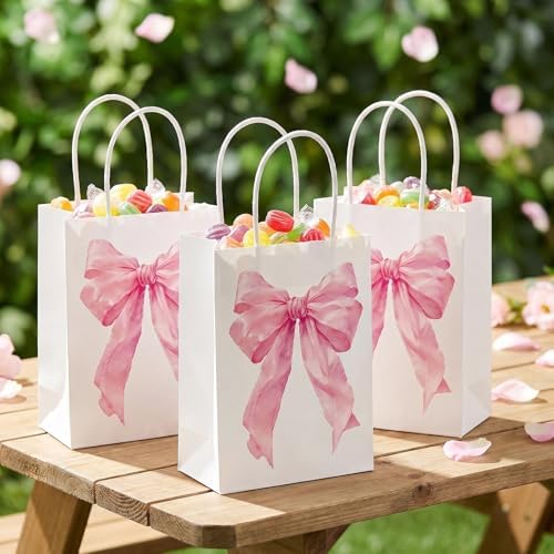 Hxezoc 12 Pieces Pink Bow Gift Bags - Image 5