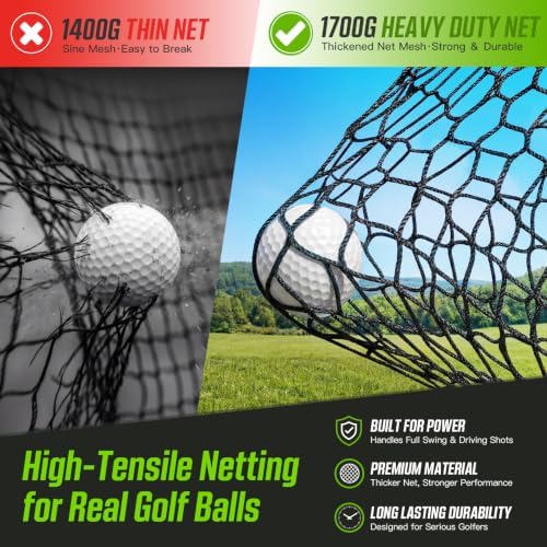 Golf Practice Net 10x7FT for Real Golf Balls, Heavy Duty Backyard Garage Indoor - Image 2