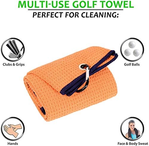 Golf Towel & Groove Cleaner Brush Kit, Tri-Fold Microfiber Waffle - Image 2