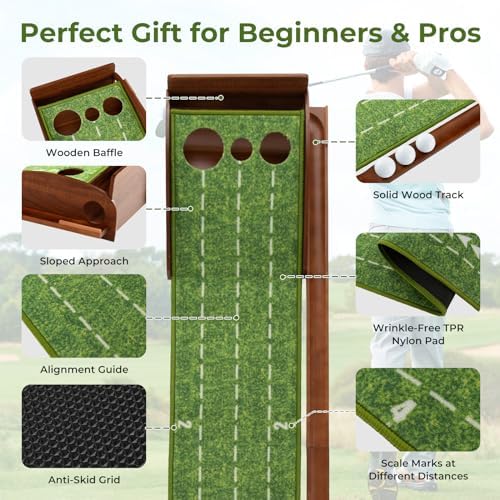 Goplus Golf Putting Mat, 10FT Putting Green Practice Training Aid - Image 6