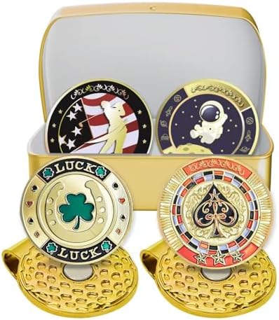 Jebor Golf Ball Markers with Hat Clips and Storage Box Value Sets by Jebor