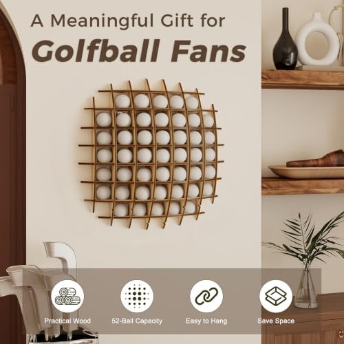 52 Golf Ball Display Case Wall Mount, Wood Golf Ball Display Rack - Image 3