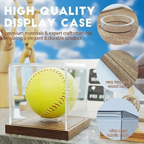 JupDec Softball Display Case Clear Acrylic Ball Holder, UV Protected Cube - Image 2