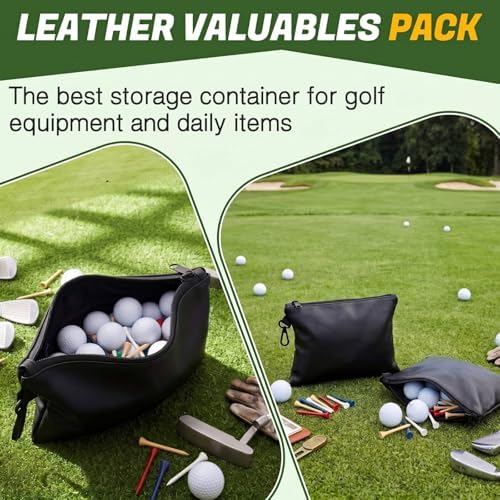 Mudder 2 Pcs Valuables Golf Pouch Bucket, PU Leather Golf Tee Bag - Image 6