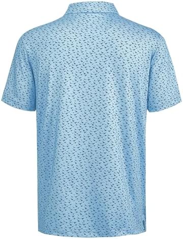 Mens Golf Shirt Short Sleeve Dry Fit Print Moisture Wicking Performance - Image 2