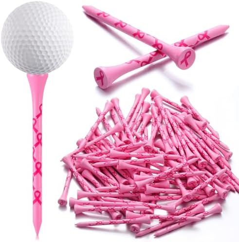 100 Pcs Pink Golf Tees 3 1/4" Bulk Bamboo Golf Accessories Gift by Unknown