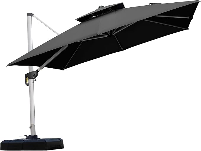 PURPLE LEAF Cantilever Patio Umbrellas 10' x 10' Square Double Top, 3-Yr by PURPLELEAF