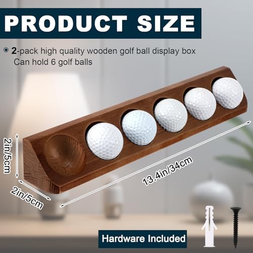 CroBlissful 1 Pack Golf Ball Display Case 1 Tier Wall Mounted Walnut Wood - Image 2