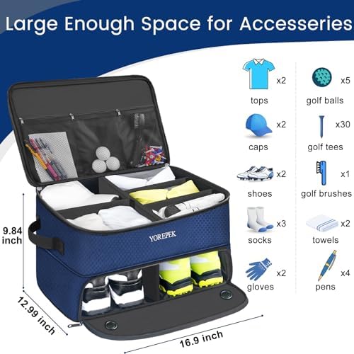 YOREPEK Golf Gifts for Men, 2 Layer Golf Trunk Organizer for 2 Pair Shoes - Image 5