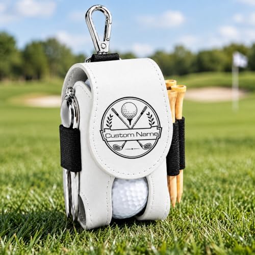 CRME Personalized Leather Golf Ball Pouch Bag by CRME