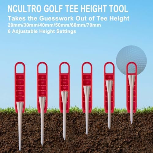 Golf Tee Height Tool, 6 Adjustable Settings, Fits Most Standard Tees - Image 4