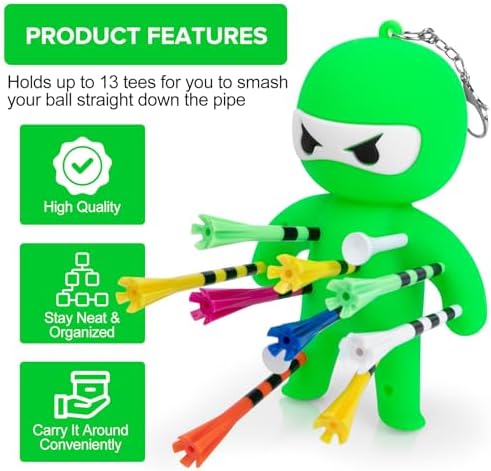 Golf Tee Holder, Ninja Portable Funny Golf Tees Holder Keychain Golf Gift Golf - Image 3