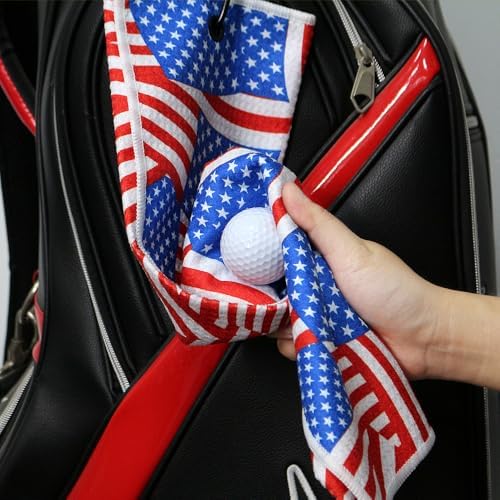 Flag and Eagle Microfiber Golf Towel Waffle Weave Towel - Image 2